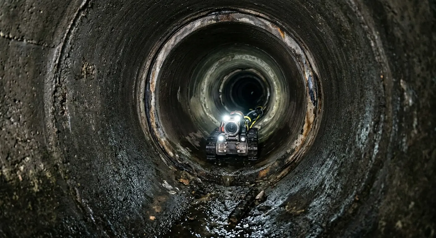 Robotic sewer camera inspecting pipe interior for Sewer Line Repair in Broadview Heights